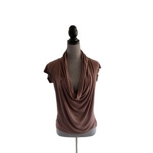 Charlotte Russe mocha drape neck plunge top. Size S